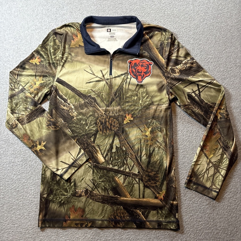 Chicago Bears Camo Quarter Zip NFL Team Apparel TX3 Cool Lightweight Men's Sz M